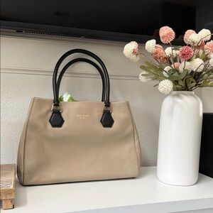 Kate Spade New York Catherine Street Pippa Satchel in Cream an Black Color Block